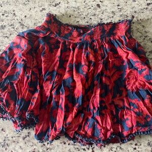 Red and Blue Patterned Skirt